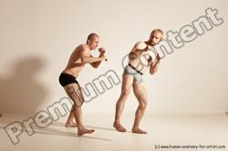 Underwear Martial art Man - Man White Moving poses Slim Short Blond Dynamic poses Academic